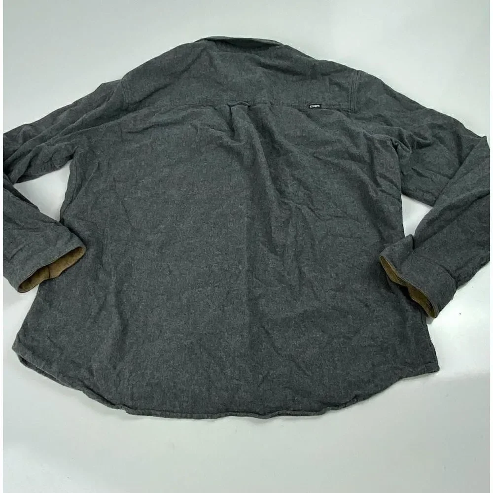 CQR Tactical Series Cotton Flannel Long Sleeve Button Shirt Mens 2XL Gray Brown